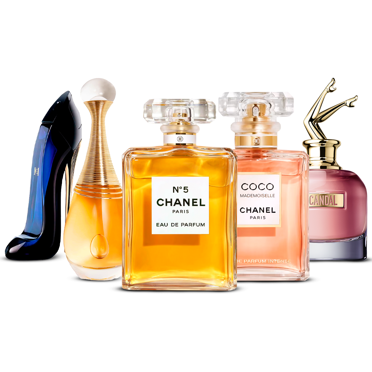 Set 5 Profumi – Good Girl, J'adore, Chanel Nº5, Coco Mademoiselle i Scandal [100 ml ciascuno]