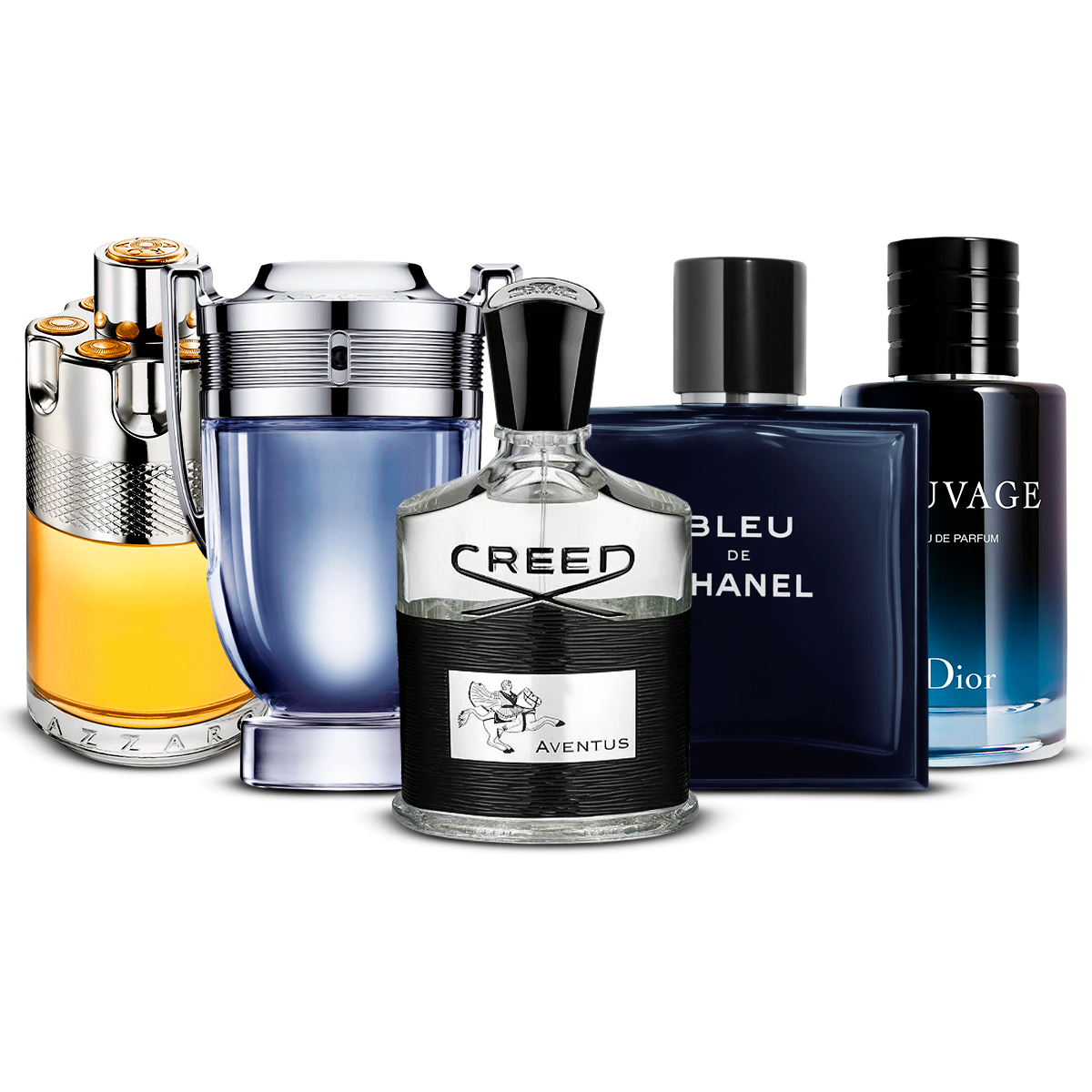 Set 5 Profumi  – Azzaro Wanted, Invictus, Creed Aventus, Bleu de Chanel i Sauvage  [100 ml ciascuno]