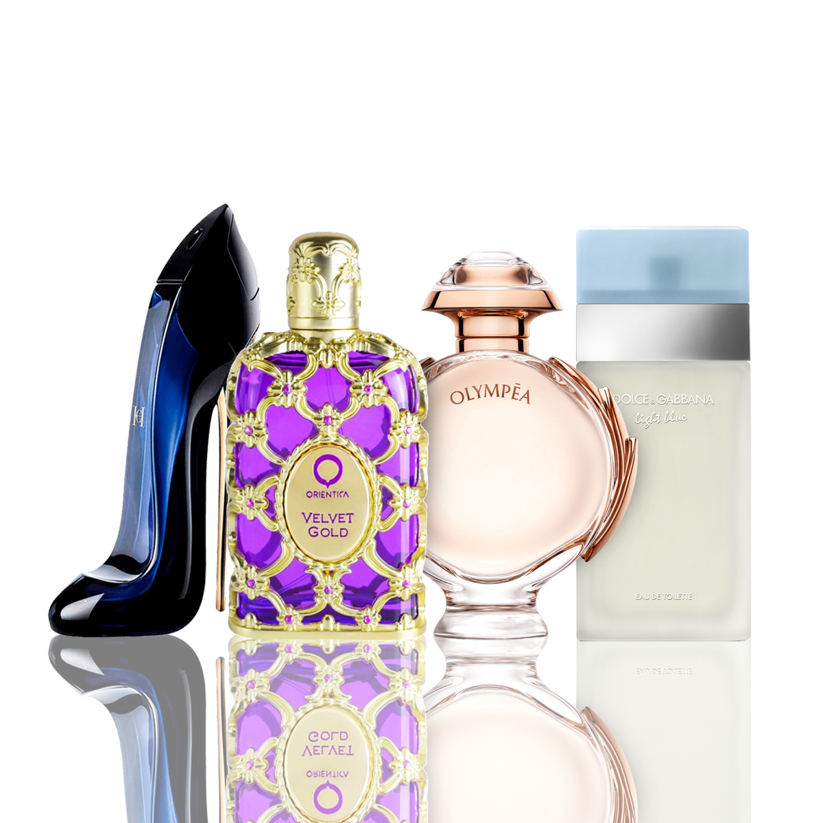 Set 4 Profumi | Light Blue + Orientica Velvet Gold + Good Girl + Olympea 100 ml